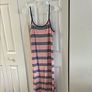 Striped Pink and Gray Maxi Dress